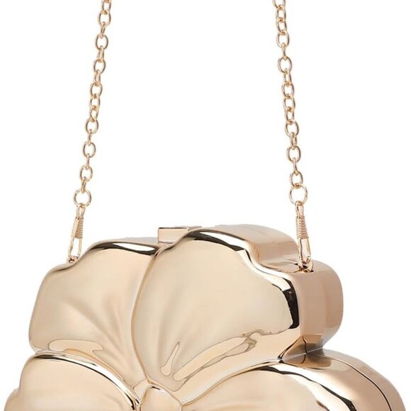 Brand New Sparkly Acrylic Clutch 6.7inch Flower Gold Elegant Evening Bag for Par - Picture 5 of 6